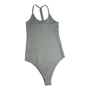 WAYF 98‎ Ribbed Racerback Thong Bodysuit Light Blue Size Large NWT
